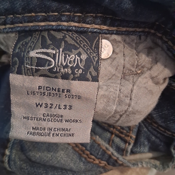 Silver Jeans Co. Pioneer Bootcut Jeans W32 L33 Dark Wash Distressed - Picture 4 of 8